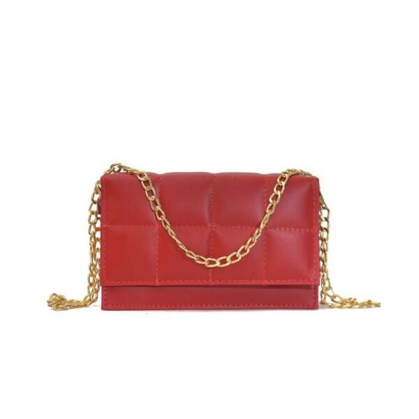 Maroon Madrid cross body bag with a luxurious gold chain strap.