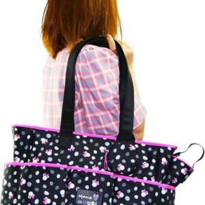 Minnie Mouse Baby Diaper Bag Tote - Bundle with 8 Pockets