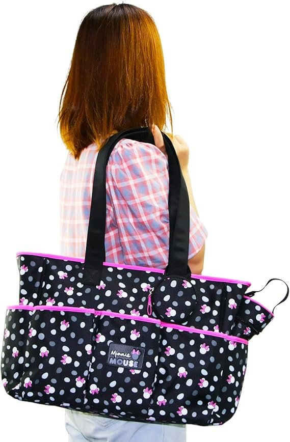 Minnie Mouse Baby Diaper Bag Tote - Bundle with 8 Pockets