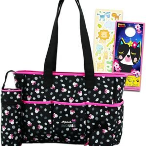 Minnie Mouse Baby Diaper Bag Tote - Bundle with 8 Pockets