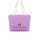 A stylish Swiss shoulder bag in a captivating lilac Color, featuring an elegant chain design, now available in Pakistan.