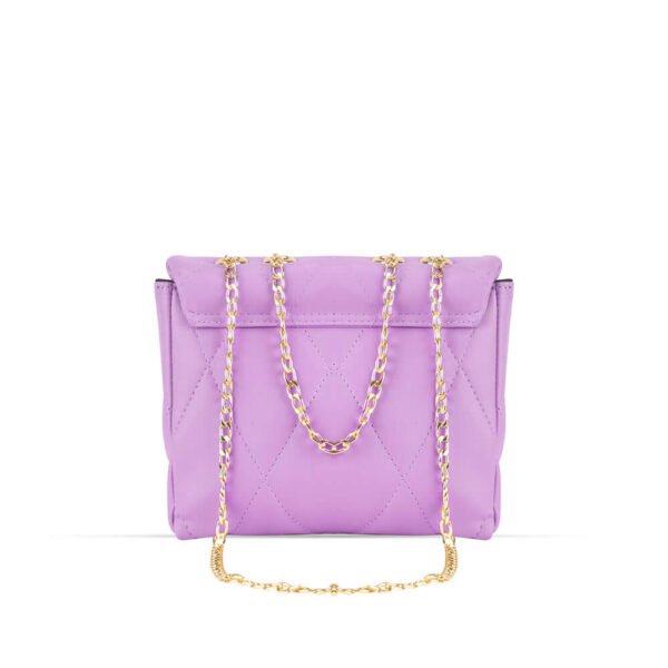 A stylish Swiss shoulder bag in a captivating lilac Color, featuring an elegant chain design, now available in Pakistan.