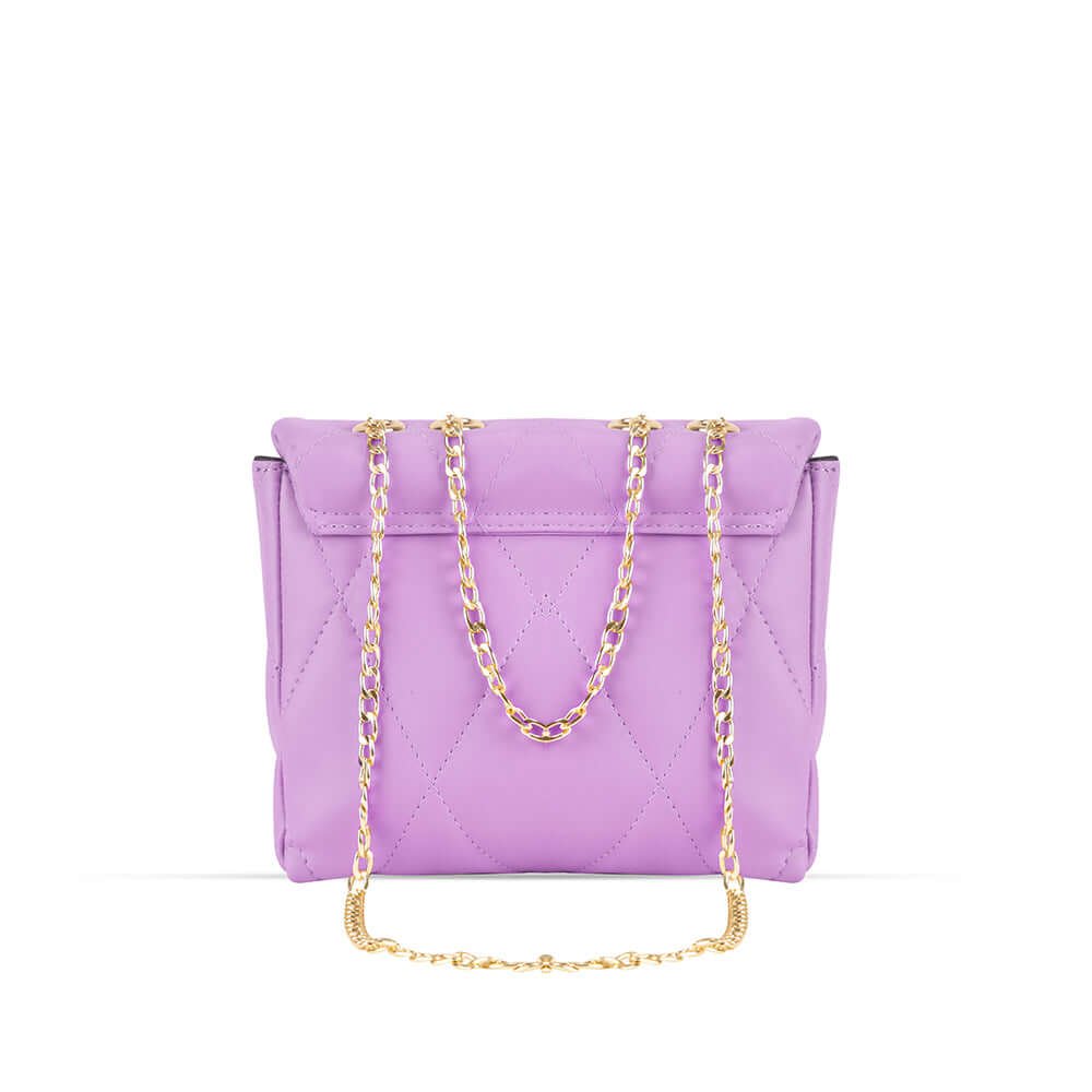 A stylish Swiss shoulder bag in a captivating lilac Color, featuring an elegant chain design, now available in Pakistan.