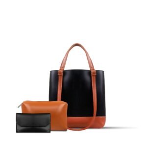 Sophia tote bag featuring a vibrant color combination, equipped with two versatile pouches in multiple shades, now available in Pakistan.