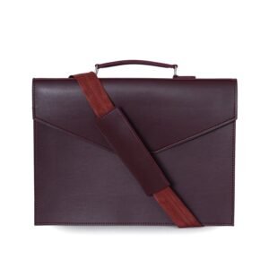 Maroon Brook LAPTOP BAG with a metal clasp, adjustable strap, and professional design for work and travel in Pakistan.