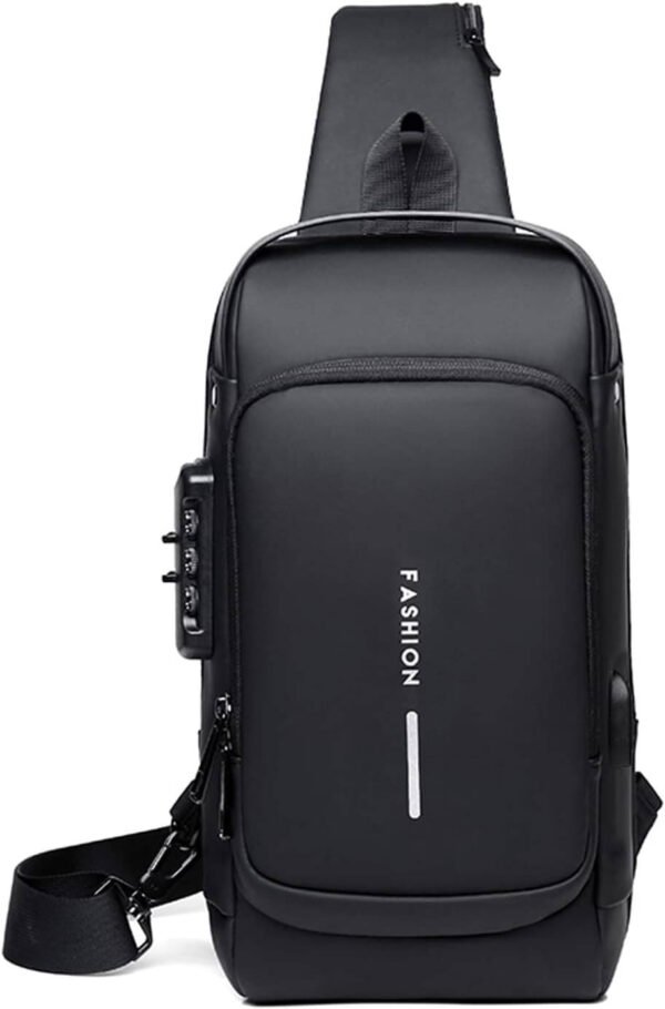 FANDARE Anti-theft Crossbody Bag and Backpack in sleek black, perfect for carrying daily essentials. Ideal for content creators to securely store important items. A compact yet highly functional mini bag, now available in Pakistan.