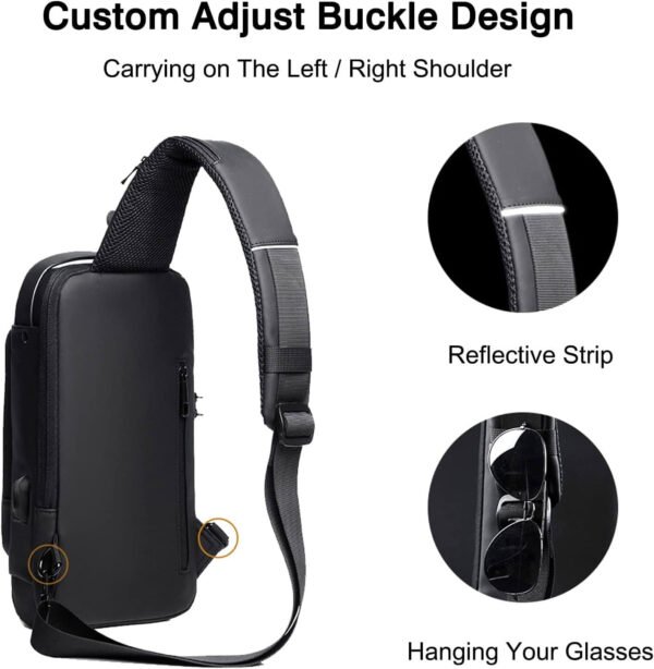 FANDARE Anti-theft Crossbody Bag and Backpack in sleek black, perfect for carrying daily essentials. Ideal for content creators to securely store important items. A compact yet highly functional mini bag, now available in Pakistan.