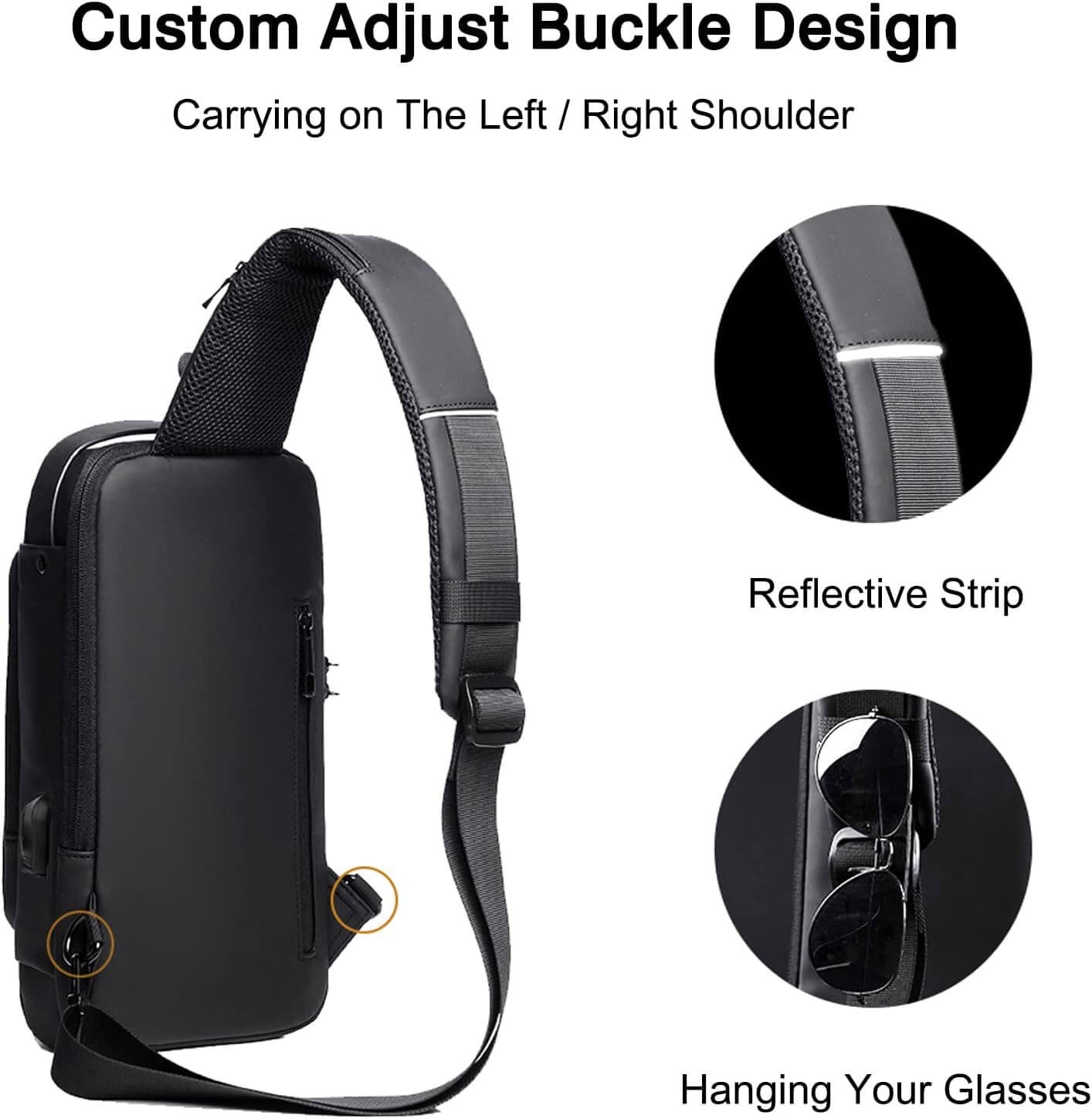 FANDARE Anti-theft Crossbody Bag and Backpack in sleek black, perfect for carrying daily essentials. Ideal for content creators to securely store important items. A compact yet highly functional mini bag, now available in Pakistan.