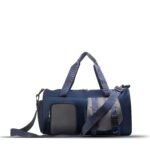 HQ Duffel Bags featuring a fresh, creative design with multiple pockets, available in a stylish blue color and equipped with an adjustable strap. Now available in Pakistan.