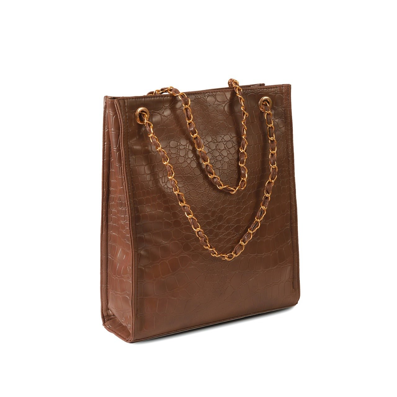 The long bag with the leather style of crocodile saspacious brown color in pakistan