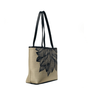 Lotus shoulder bag, elegantly designed with a nature-inspired motif, crafted from premium materials in Pakistan.