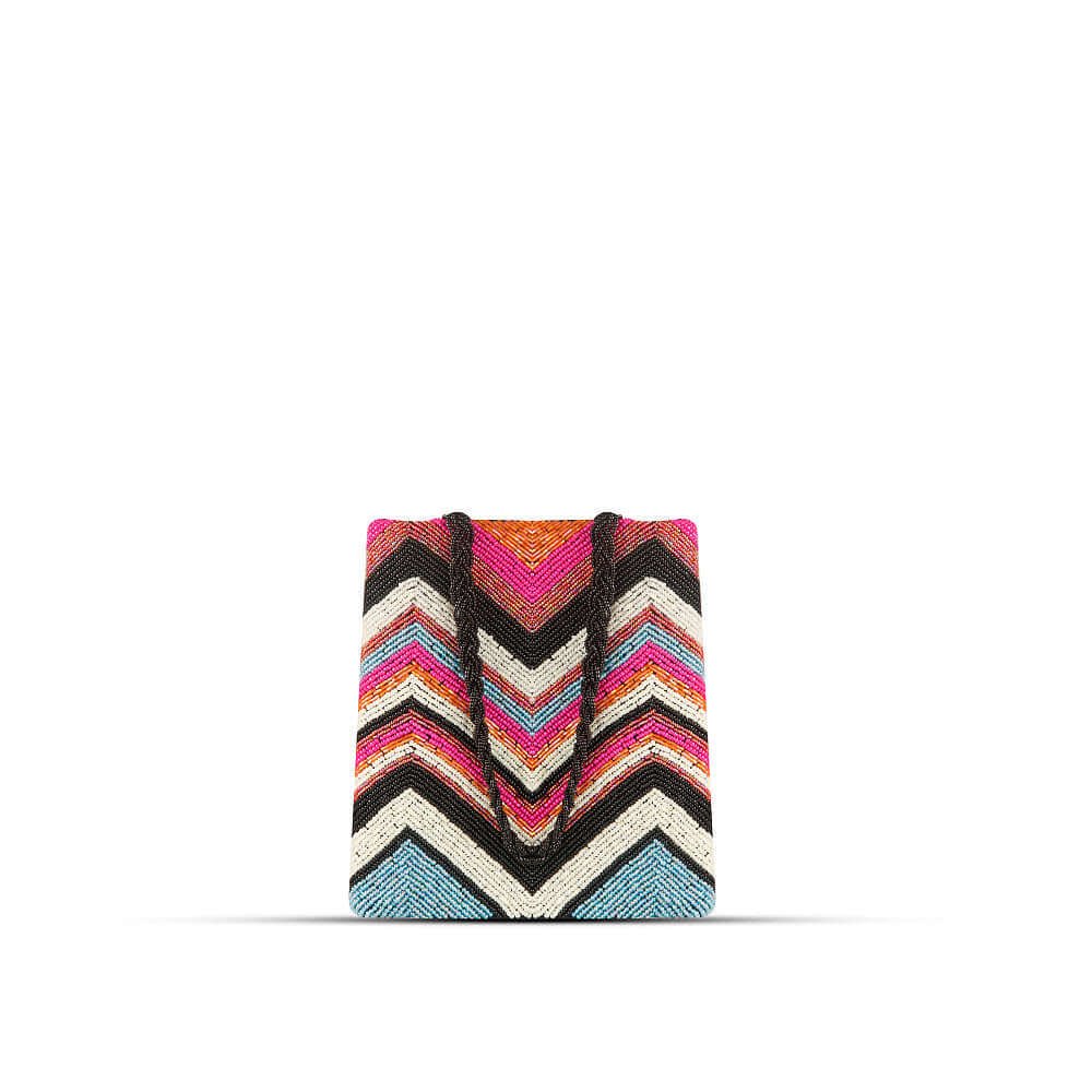 Multi-Colored Beaded Handbags featuring a stylish lining texture, spacious interior, and a convenient strap. Now available in Pakistan.