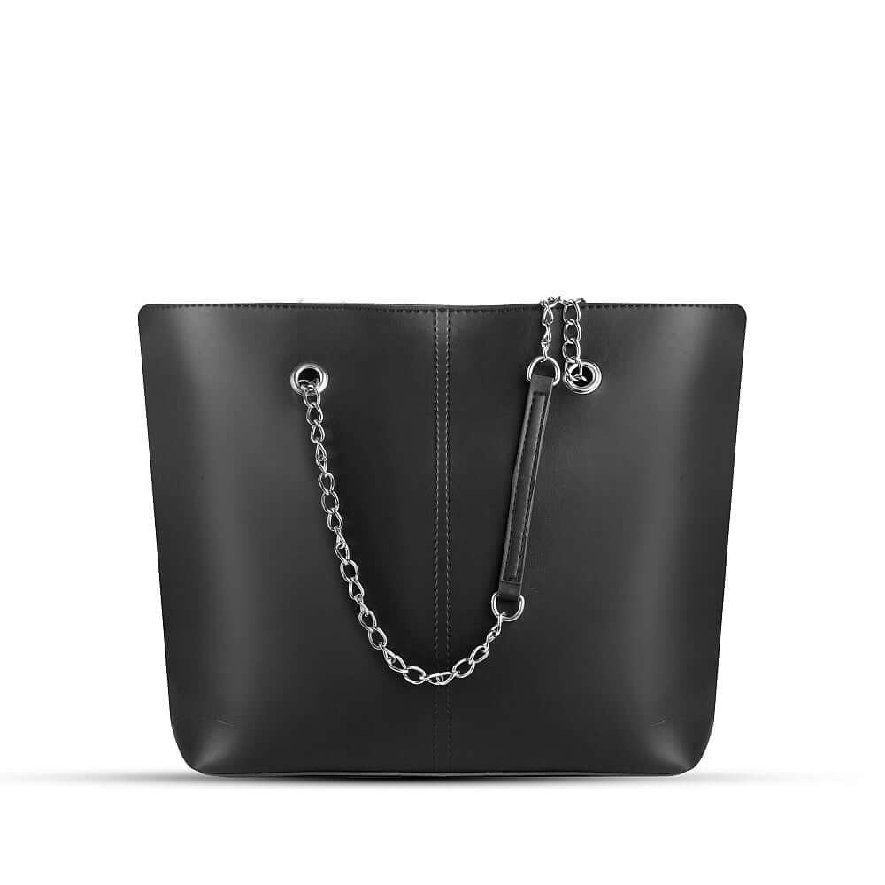 A Premium Faux Leather in a black color with a silver chain available in pakistan