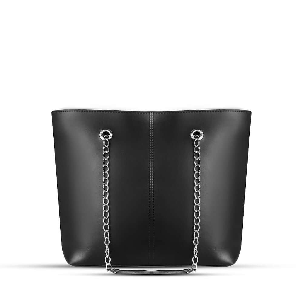 A Premium Faux Leather in a black color with a silver chain available in pakistan