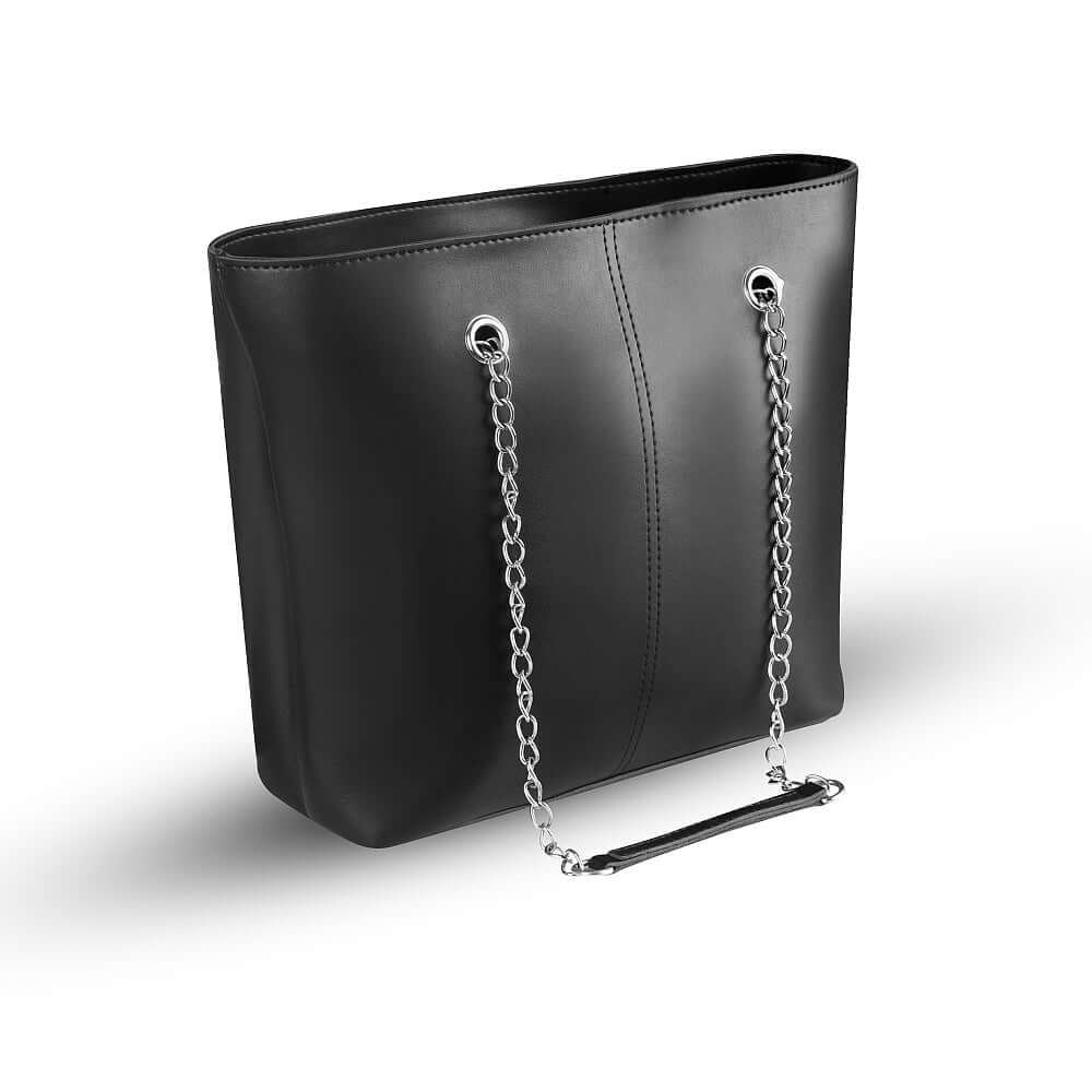 A Premium Faux Leather in a black color with a silver chain available in pakistan