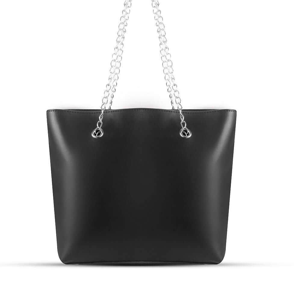 A Premium Faux Leather in a black color with a silver chain available in pakistan