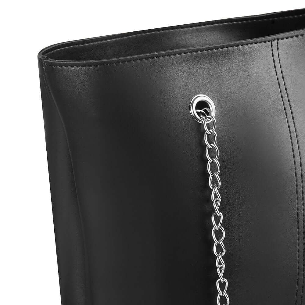 A Premium Faux Leather in a black color with a silver chain available in pakistan