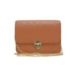 The Front Flap with a gold touch in adjustable gold chain is available in a brown color for women in pakistan