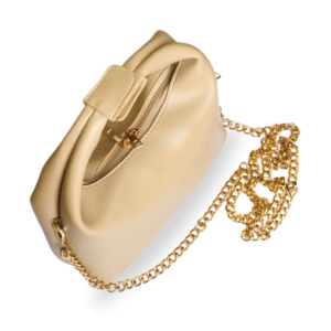 The Pixie Bag in a beige Color with adjustable gold chain avalaible in pakistan