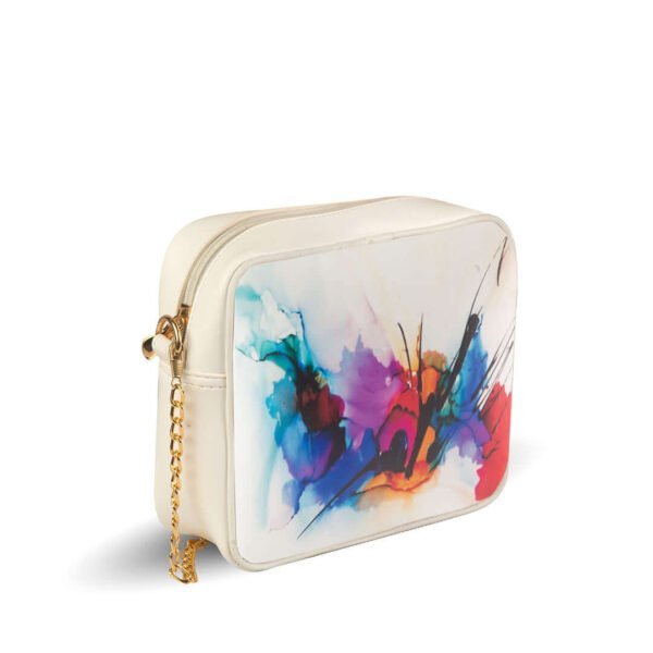 Robin CrossBody Bag in a Spacious Colorful design with a white color gold chain strap in Pakistan