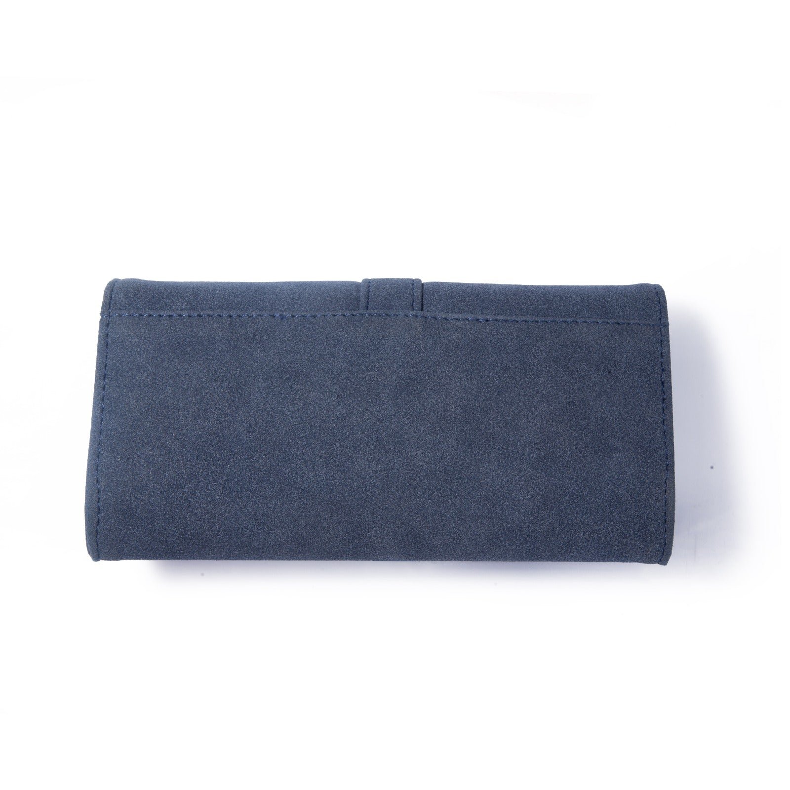 A sleek and stylish wallet in vibrant blue, featuring multiple card slots, a bill compartment, and a zippered coin pocket.