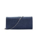 A sleek and stylish wallet in vibrant blue, featuring multiple card slots, a bill compartment, and a zippered coin pocket.