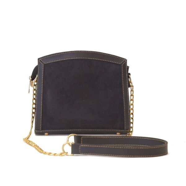 Sonic Crossbody Handcrafted Vegan Leather Bag in BLACK Color with Gold Chain—Made in Pakistan