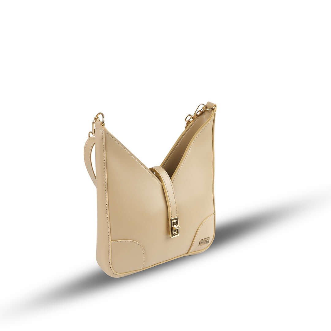 The Sonnet handbag and shoulder bag, elegantly designed in beige color with a stylish chain accent, is now available in Pakistan.