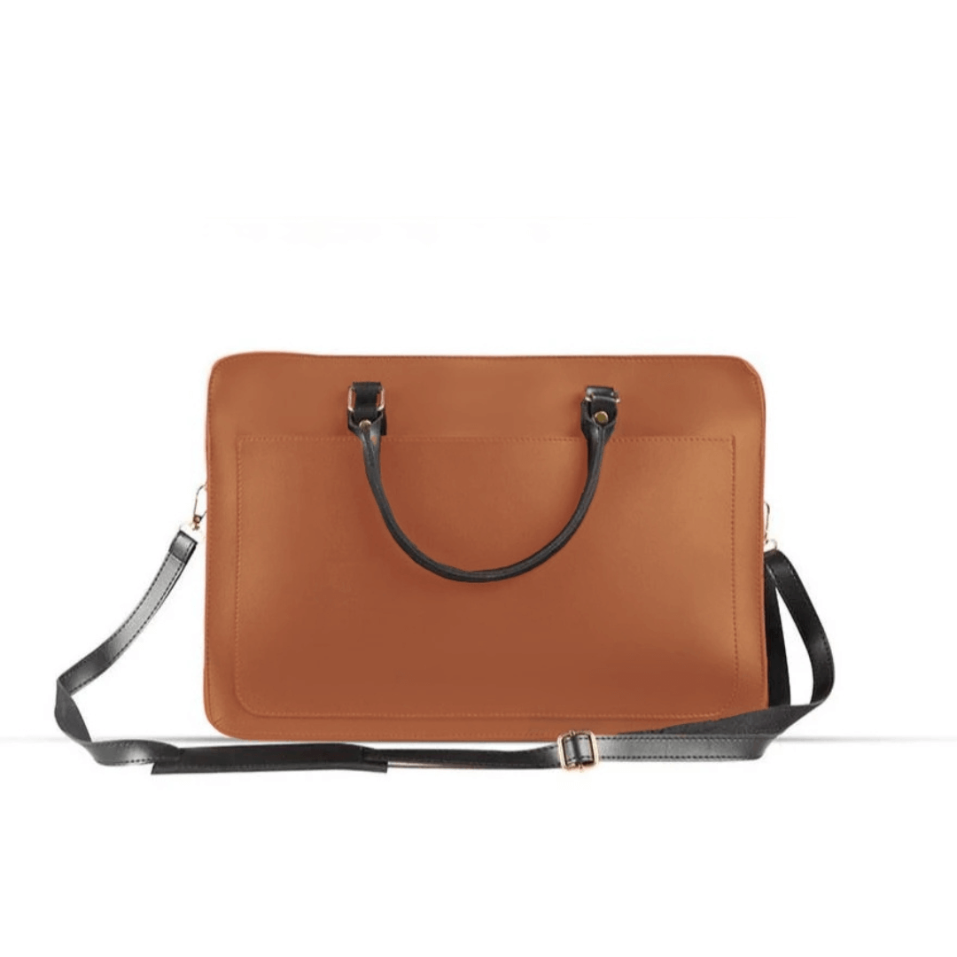 Tech Laptop Bag with a brown color or a leather strap, designed to hold professional essentials for students and teachers. Available in Pakistan.