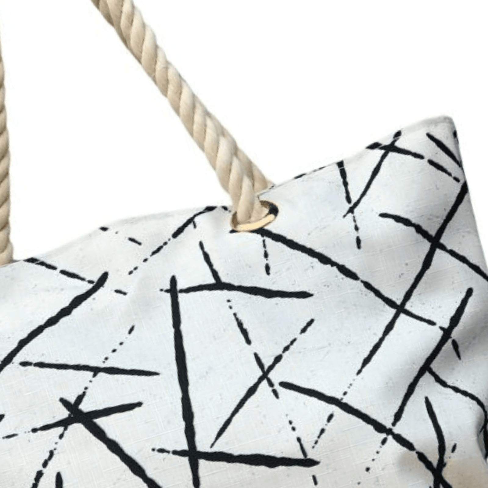 The stylish TETRA CANVAS TOTE bag features durable rope handles and a sleek canvas design on a white base. Now available in Pakistan.