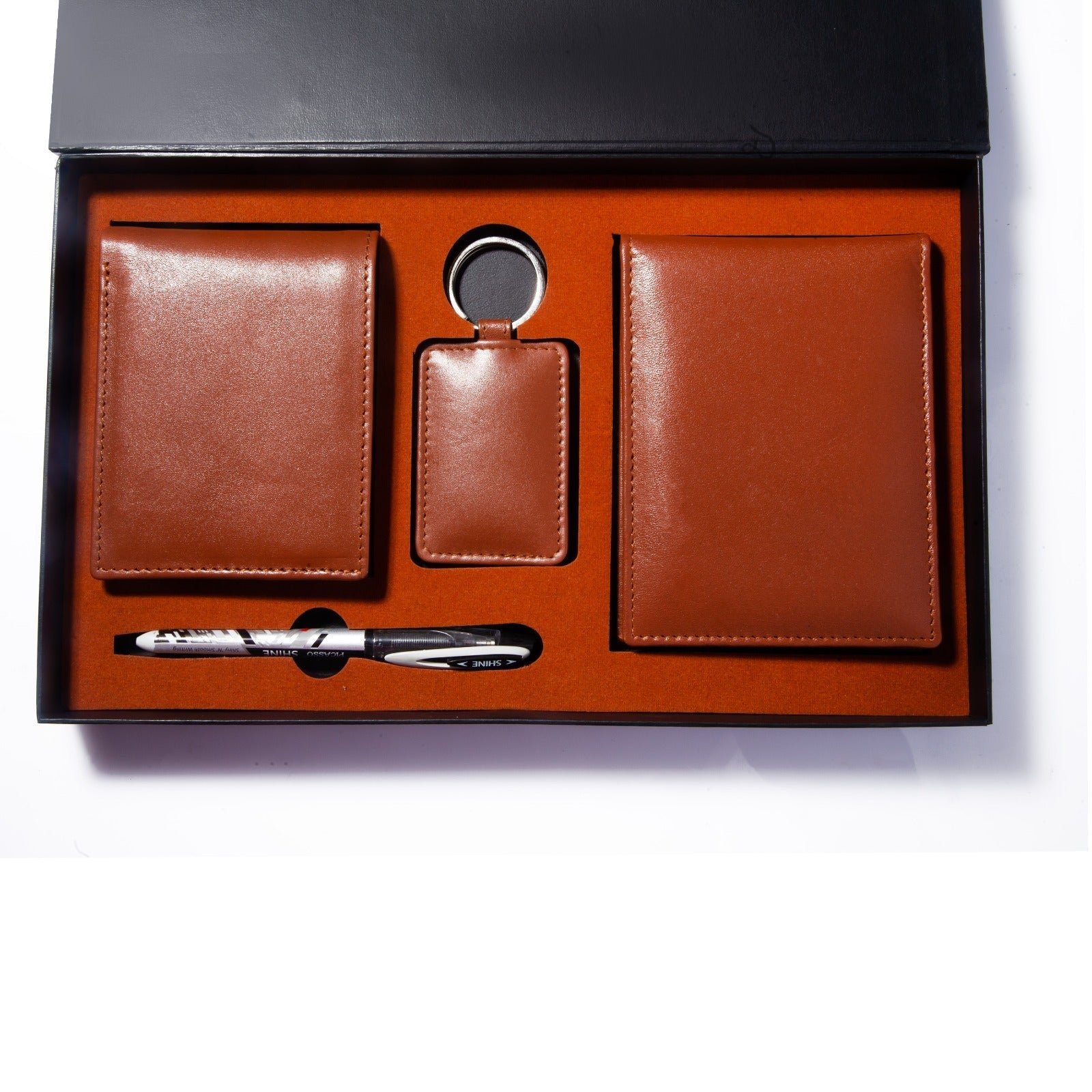 A premium wallet for men, made from genuine leather, featuring multiple card slots, a bill compartment, and a sleek, timeless design.