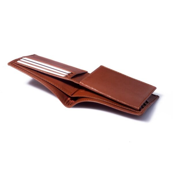 A premium wallet for men, made from genuine leather, featuring multiple card slots, a bill compartment, and a sleek, timeless design.