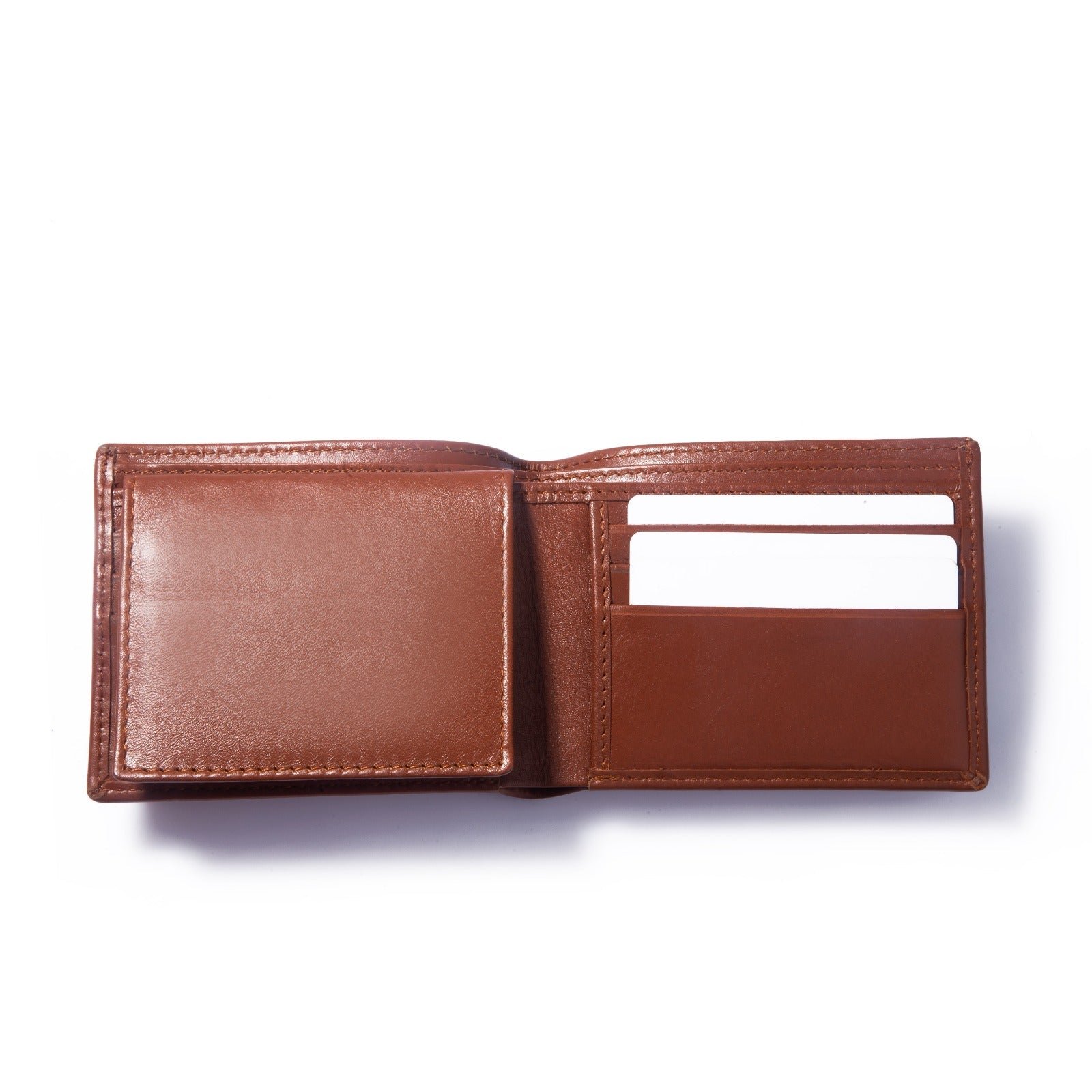 A premium wallet for men, made from genuine leather, featuring multiple card slots, a bill compartment, and a sleek, timeless design.