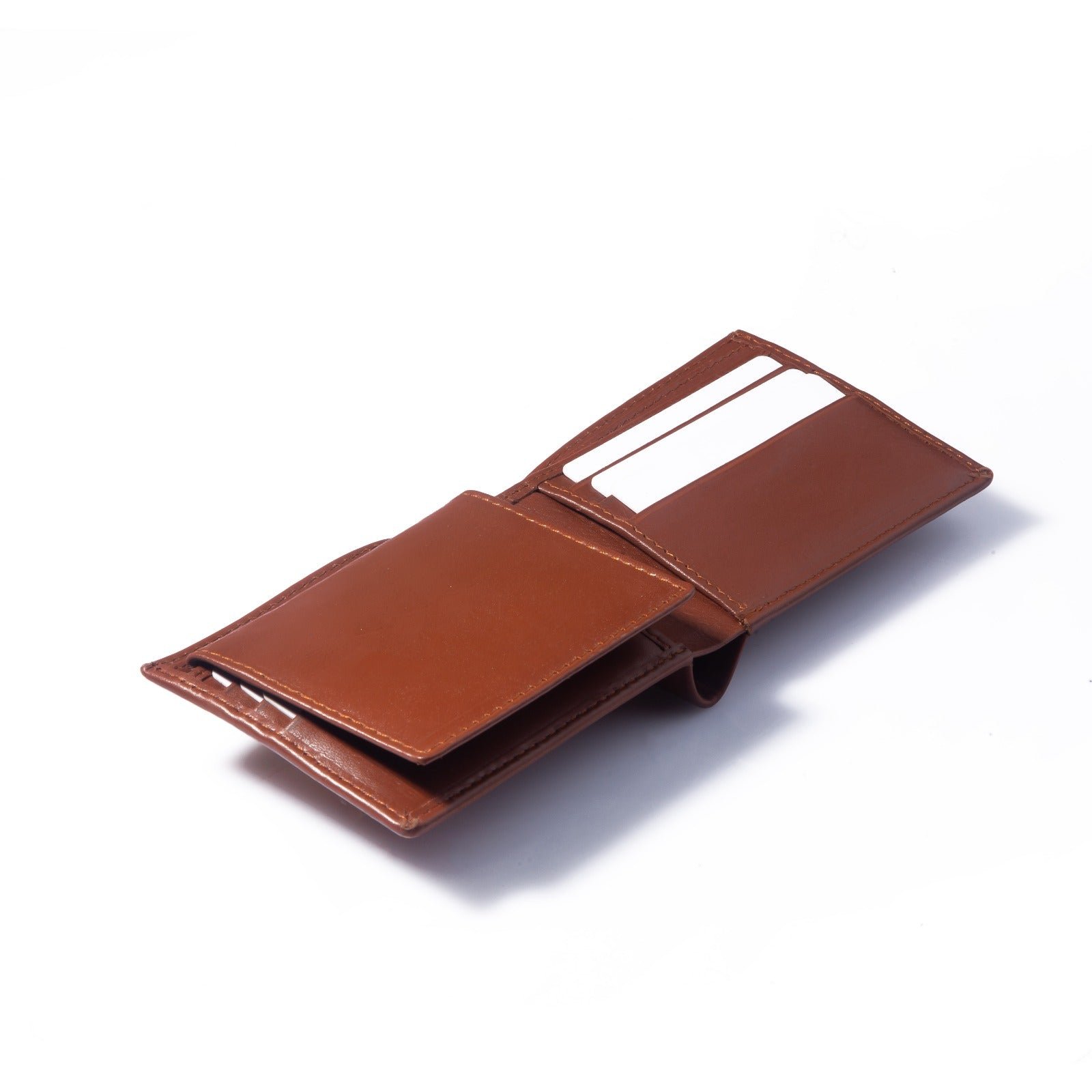 A premium wallet for men, made from genuine leather, featuring multiple card slots, a bill compartment, and a sleek, timeless design.