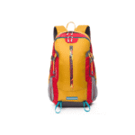 The hiking backpack, featuring a vibrant combination of red and yellow, offers storage space, making it perfect for travelers. It comes with adjustable straps and is available in Pakistan.