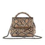 VENOM Shoulder bag premium snake skin material With Charming silver Chain crafted in an elegant brown and beige color combination. Now available in Pakistan.