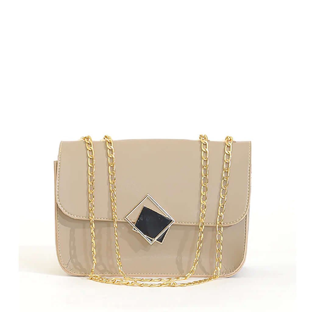 VIVO shoulder bag With a Vibrant Beige an adjustable gold chian, emphasize the looks available in pakistan