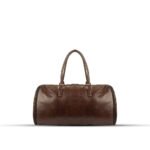 The WEEKENDER Duffel Bag, a premium leather travel bag with sturdy handles, a secure zipper, and a spacious design for versatile use.