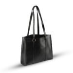 Zara 2-piece tote bag set in sleek black, featuring a premium leather classic finish and an adjustable strap. Available in Pakistan.