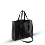 Zara 2-piece tote bag set in sleek black, featuring a premium leather classic finish and an adjustable strap. Available in Pakistan.