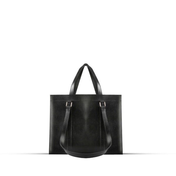 Zara 2-piece tote bag set in sleek black, featuring a premium leather classic finish and an adjustable strap. Available in Pakistan.