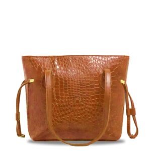 Croc Embossed  Leather Tote Bag