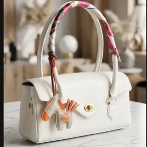 Croco Royale White Handbag